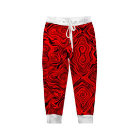 Детские брюки 3D с принтом Tie-Dye red , 100% полиэстер | манжеты по низу, эластичный пояс регулируется шнурком, по бокам два кармана без застежек, внутренняя часть кармана из мелкой сетки | волны | красный | разводы | текстура