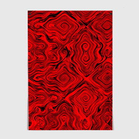 Постер с принтом Tie-Dye red , 100% бумага
 | бумага, плотность 150 мг. Матовая, но за счет высокого коэффициента гладкости имеет небольшой блеск и дает на свету блики, но в отличии от глянцевой бумаги не покрыта лаком | волны | красный | разводы | текстура