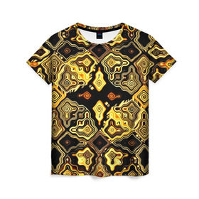 Женская футболка 3D с принтом Gold luxury , 100% полиэфир ( синтетическое хлопкоподобное полотно) | прямой крой, круглый вырез горловины, длина до линии бедер | волны | разводы | узоры