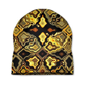 Шапка 3D с принтом Gold luxury , 100% полиэстер | универсальный размер, печать по всей поверхности изделия | волны | разводы | узоры
