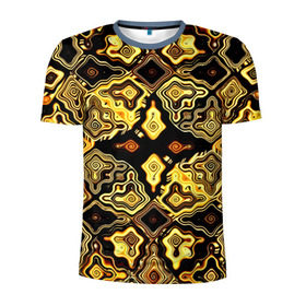 Мужская футболка 3D спортивная с принтом Gold luxury , 100% полиэстер с улучшенными характеристиками | приталенный силуэт, круглая горловина, широкие плечи, сужается к линии бедра | Тематика изображения на принте: волны | разводы | узоры
