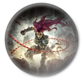 Значок с принтом Darksiders 3 ,  металл | круглая форма, металлическая застежка в виде булавки | Тематика изображения на принте: darksiders