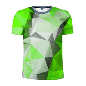 Мужская футболка 3D спортивная с принтом Sport Abstract 2018 Green , 100% полиэстер с улучшенными характеристиками | приталенный силуэт, круглая горловина, широкие плечи, сужается к линии бедра | абстракция | геометрия | желтый | краски | линии | мода | модные | пирамиды | полосы | серый | тренды | треугольники | узоры | фигуры | цвет