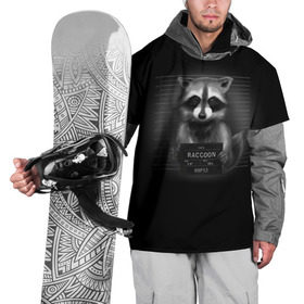 Накидка на куртку 3D с принтом Енот Преступник , 100% полиэстер |  | Тематика изображения на принте: raccoon | виновен | полоскун | стражи