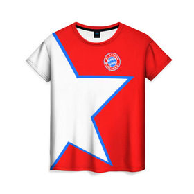 Женская футболка 3D с принтом ФК Бавария 2018 , 100% полиэфир ( синтетическое хлопкоподобное полотно) | прямой крой, круглый вырез горловины, длина до линии бедер | bayern | fly fc | бавария | спорт | футбольный клуб
