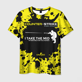 Мужская футболка 3D с принтом Counter-Strike Go Mid , 100% полиэфир | прямой крой, круглый вырез горловины, длина до линии бедер | cs go | global offensive | контр страйк | шутер