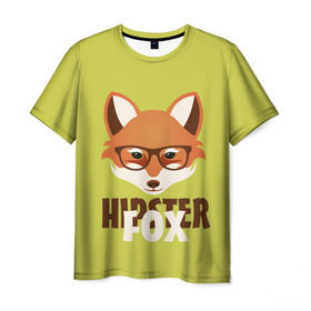 Мужская футболка 3D с принтом Хипстер лиса , 100% полиэфир | прямой крой, круглый вырез горловины, длина до линии бедер | борода | зверь | лиса | очки