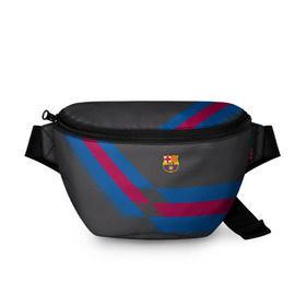 Поясная сумка 3D с принтом FC Barcelona #7 , 100% полиэстер | плотная ткань, ремень с регулируемой длиной, внутри несколько карманов для мелочей, основное отделение и карман с обратной стороны сумки застегиваются на молнию | fcb | барселона | геометрия | футбольный клуб