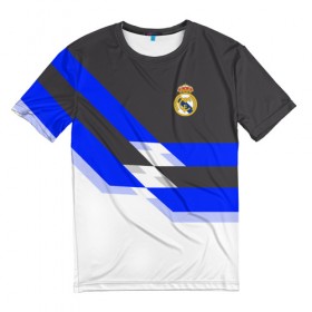 Мужская футболка 3D с принтом Real Madrid 2018 , 100% полиэфир | прямой крой, круглый вырез горловины, длина до линии бедер | реал мадрид | эмблема