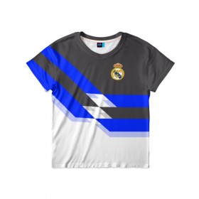 Детская футболка 3D с принтом Real Madrid 2018 , 100% гипоаллергенный полиэфир | прямой крой, круглый вырез горловины, длина до линии бедер, чуть спущенное плечо, ткань немного тянется | Тематика изображения на принте: реал мадрид | эмблема