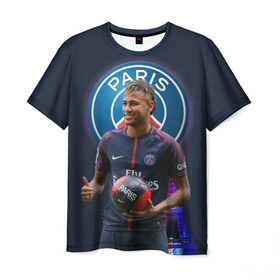 Мужская футболка 3D с принтом Neymar PSG , 100% полиэфир | прямой крой, круглый вырез горловины, длина до линии бедер | Тематика изображения на принте: neymar psg | неймар | неймар псж | псж | футбол