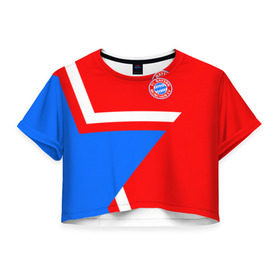 Женская футболка 3D укороченная с принтом ФК Бавария 2018 Звезда , 100% полиэстер | круглая горловина, длина футболки до линии талии, рукава с отворотами | bayern | fly fc | бавария | спорт | футбольный клуб
