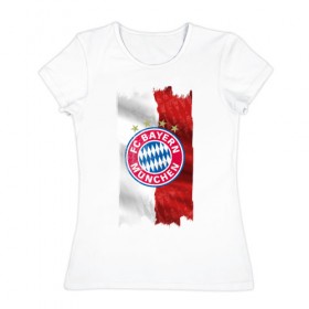 Женская футболка хлопок с принтом Bayern Munchen - Vintage style No. 3 , 100% хлопок | прямой крой, круглый вырез горловины, длина до линии бедер, слегка спущенное плечо | bayern munchen | fcb | football | бавария мюнхен