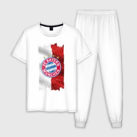 Мужская пижама хлопок с принтом Bayern Munchen - Vintage style No. 3 , 100% хлопок | брюки и футболка прямого кроя, без карманов, на брюках мягкая резинка на поясе и по низу штанин
 | bayern munchen | fcb | football | бавария мюнхен