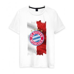 Мужская футболка хлопок с принтом Bayern Munchen - Vintage style No. 3 , 100% хлопок | прямой крой, круглый вырез горловины, длина до линии бедер, слегка спущенное плечо. | Тематика изображения на принте: bayern munchen | fcb | football | бавария мюнхен