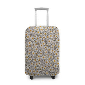 Чехол для чемодана 3D с принтом Ромашки , 86% полиэфир, 14% спандекс | двустороннее нанесение принта, прорези для ручек и колес | белый | желтый | паттерн | поле | полевые | растения | ромашка | текстура | цветочки