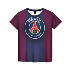 Женская футболка 3D с принтом Paris Saint-Germain , 100% полиэфир ( синтетическое хлопкоподобное полотно) | прямой крой, круглый вырез горловины, длина до линии бедер | Тематика изображения на принте: psg | париж | псж | форма | футбол