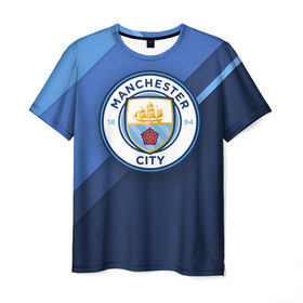 Мужская футболка 3D с принтом Манчестер Сити , 100% полиэфир | прямой крой, круглый вырез горловины, длина до линии бедер | city | manchester | горожане | манчестер | сити | футбол | юнайтед