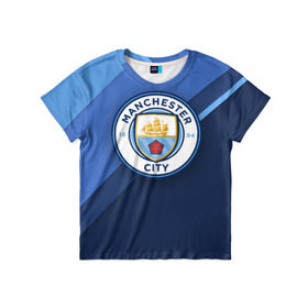 Детская футболка 3D с принтом Манчестер Сити , 100% гипоаллергенный полиэфир | прямой крой, круглый вырез горловины, длина до линии бедер, чуть спущенное плечо, ткань немного тянется | Тематика изображения на принте: city | manchester | горожане | манчестер | сити | футбол | юнайтед
