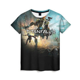 Женская футболка 3D с принтом Titanfall , 100% полиэфир ( синтетическое хлопкоподобное полотно) | прямой крой, круглый вырез горловины, длина до линии бедер | мех | мехи | пилот | пилоты | спектр | спектры | титан