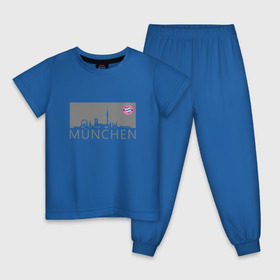 Детская пижама хлопок с принтом Bayern Munchen - Munchen City grey (2018) , 100% хлопок |  брюки и футболка прямого кроя, без карманов, на брюках мягкая резинка на поясе и по низу штанин
 | bayern munchen | fcb | football | бавария мюнхен