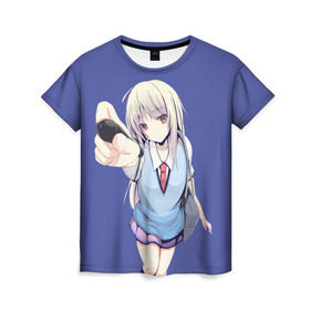 Женская футболка 3D с принтом Sakurasou Pet Kanojo shina , 100% полиэфир ( синтетическое хлопкоподобное полотно) | прямой крой, круглый вырез горловины, длина до линии бедер | mashira | sakurasou no pet na kanojo | shina | shina mashiro | tyan | анимэ | кошечка из сакурасо | сакурасо
