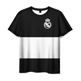 Мужская футболка 3D с принтом Real Madrid Black Collection , 100% полиэфир | прямой крой, круглый вырез горловины, длина до линии бедер | emirates | fc | real madrid | клуб | мяч | реал мадрид