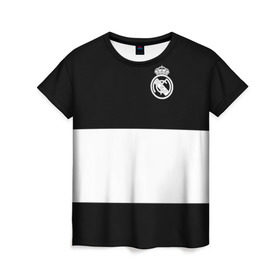 Женская футболка 3D с принтом Real Madrid Black Collection , 100% полиэфир ( синтетическое хлопкоподобное полотно) | прямой крой, круглый вырез горловины, длина до линии бедер | emirates | fc | real madrid | клуб | мяч | реал мадрид
