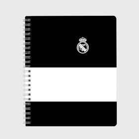 Тетрадь с принтом Real Madrid Black Collection , 100% бумага | 48 листов, плотность листов — 60 г/м2, плотность картонной обложки — 250 г/м2. Листы скреплены сбоку удобной пружинной спиралью. Уголки страниц и обложки скругленные. Цвет линий — светло-серый
 | emirates | fc | real madrid | клуб | мяч | реал мадрид