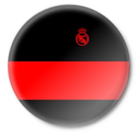 Значок с принтом Real Madrid Black Collection ,  металл | круглая форма, металлическая застежка в виде булавки | emirates | fc | real madrid | клуб | мяч | реал мадрид