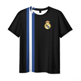 Мужская футболка 3D с принтом Real Madrid Line Collection , 100% полиэфир | прямой крой, круглый вырез горловины, длина до линии бедер | emirates | fc | real madrid | клуб | мяч | реал мадрид