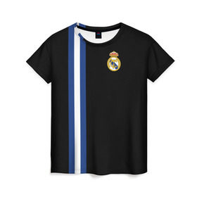 Женская футболка 3D с принтом Real Madrid Line Collection , 100% полиэфир ( синтетическое хлопкоподобное полотно) | прямой крой, круглый вырез горловины, длина до линии бедер | emirates | fc | real madrid | клуб | мяч | реал мадрид