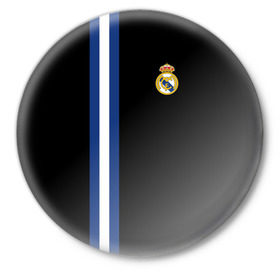 Значок с принтом Real Madrid Line Collection ,  металл | круглая форма, металлическая застежка в виде булавки | Тематика изображения на принте: emirates | fc | real madrid | клуб | мяч | реал мадрид