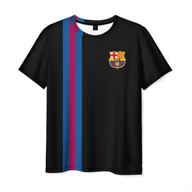 Мужская футболка 3D с принтом FC Barcelona Line Collection , 100% полиэфир | прямой крой, круглый вырез горловины, длина до линии бедер | Тематика изображения на принте: fc | барселона | эмблема