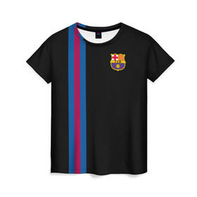 Женская футболка 3D с принтом FC Barcelona Line Collection , 100% полиэфир ( синтетическое хлопкоподобное полотно) | прямой крой, круглый вырез горловины, длина до линии бедер | fc | барселона | эмблема