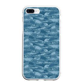 Чехол для iPhone 7Plus/8 Plus матовый с принтом Акулы , Силикон | Область печати: задняя сторона чехла, без боковых панелей | shark | акула | акулы | вода | море | океан | рыба | хищник