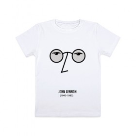 Детская футболка хлопок с принтом Джон Ленон 1 , 100% хлопок | круглый вырез горловины, полуприлегающий силуэт, длина до линии бедер | Тематика изображения на принте: 