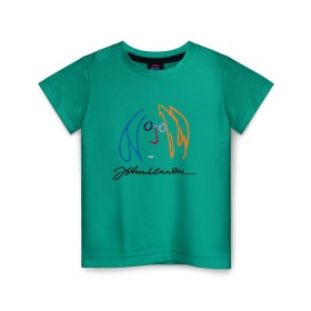 Детская футболка хлопок с принтом Джон Ленон 2 , 100% хлопок | круглый вырез горловины, полуприлегающий силуэт, длина до линии бедер | Тематика изображения на принте: john lennon | the beatles | битлс | джон леннон