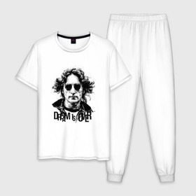 Мужская пижама хлопок с принтом Джон Леннон 4 , 100% хлопок | брюки и футболка прямого кроя, без карманов, на брюках мягкая резинка на поясе и по низу штанин
 | john lennon | the beatles | битлс | джон леннон