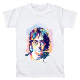Мужская футболка хлопок с принтом Джон Леннон 6 , 100% хлопок | прямой крой, круглый вырез горловины, длина до линии бедер, слегка спущенное плечо. | john lennon | the beatles | битлс | джон леннон