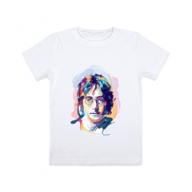 Детская футболка хлопок с принтом Джон Леннон 6 , 100% хлопок | круглый вырез горловины, полуприлегающий силуэт, длина до линии бедер | Тематика изображения на принте: john lennon | the beatles | битлс | джон леннон