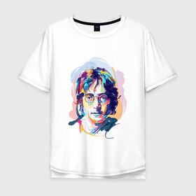 Мужская футболка хлопок Oversize с принтом Джон Леннон 6 , 100% хлопок | свободный крой, круглый ворот, “спинка” длиннее передней части | john lennon | the beatles | битлс | джон леннон