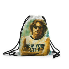 Рюкзак-мешок 3D с принтом Джон Леннон 10 , 100% полиэстер | плотность ткани — 200 г/м2, размер — 35 х 45 см; лямки — толстые шнурки, застежка на шнуровке, без карманов и подкладки | john lennon | the beatles | битлс | джон леннон