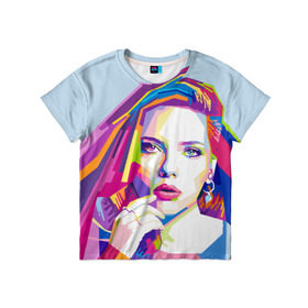 Детская футболка 3D с принтом Scarlett Johansson , 100% гипоаллергенный полиэфир | прямой крой, круглый вырез горловины, длина до линии бедер, чуть спущенное плечо, ткань немного тянется | scarlett johansson | скарлет йохансон | скарлетт йоханссон