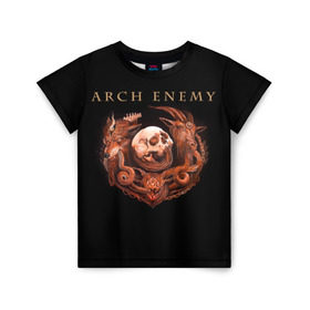 Детская футболка 3D с принтом Arch Enemy , 100% гипоаллергенный полиэфир | прямой крой, круглый вырез горловины, длина до линии бедер, чуть спущенное плечо, ткань немного тянется | Тематика изображения на принте: alissa white gluz | arch enemy | алисса уайт глаз | арч энеми