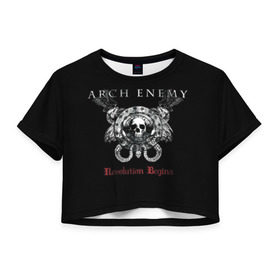 Женская футболка 3D укороченная с принтом Arch Enemy , 100% полиэстер | круглая горловина, длина футболки до линии талии, рукава с отворотами | alissa white gluz | arch enemy | алисса уайт глаз | арч энеми