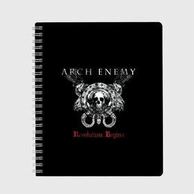 Тетрадь с принтом Arch Enemy , 100% бумага | 48 листов, плотность листов — 60 г/м2, плотность картонной обложки — 250 г/м2. Листы скреплены сбоку удобной пружинной спиралью. Уголки страниц и обложки скругленные. Цвет линий — светло-серый
 | Тематика изображения на принте: alissa white gluz | arch enemy | алисса уайт глаз | арч энеми