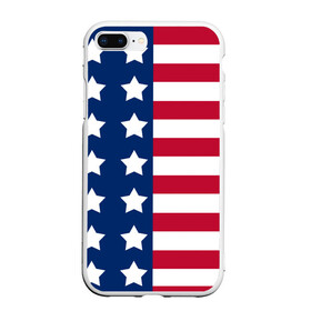 Чехол для iPhone 7Plus/8 Plus матовый с принтом USA FLAG АМЕРИКАНСКИЙ ФЛАГ , Силикон | Область печати: задняя сторона чехла, без боковых панелей | star | usa | америка | белый | звезды | красный | линии | полосы | популярные | синий | сша | триколор | туристические | флаг | цвет | штаты