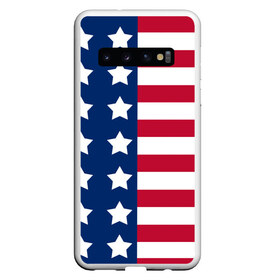 Чехол для Samsung Galaxy S10 с принтом USA FLAG АМЕРИКАНСКИЙ ФЛАГ , Силикон | Область печати: задняя сторона чехла, без боковых панелей | star | usa | америка | белый | звезды | красный | линии | полосы | популярные | синий | сша | триколор | туристические | флаг | цвет | штаты