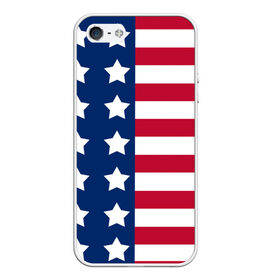 Чехол для iPhone 5/5S матовый с принтом USA FLAG АМЕРИКАНСКИЙ ФЛАГ , Силикон | Область печати: задняя сторона чехла, без боковых панелей | star | usa | америка | белый | звезды | красный | линии | полосы | популярные | синий | сша | триколор | туристические | флаг | цвет | штаты